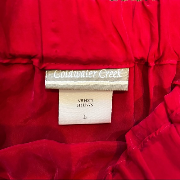 Coldwater Creek Red 100% Rayon Elastic Waist maxi skirt - Picture 4 of 5